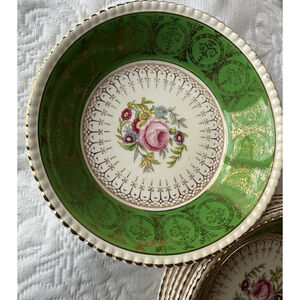 Solian Ware Simpsons Potters Floral Cobridge 5” Bowl England Green Gold 1950’s